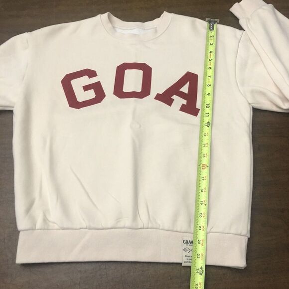 Graver of Anaheim GOA Unisex Small Smiley Embroidery Cream Sweatshirt Crew Neck - Picture 8 of 10